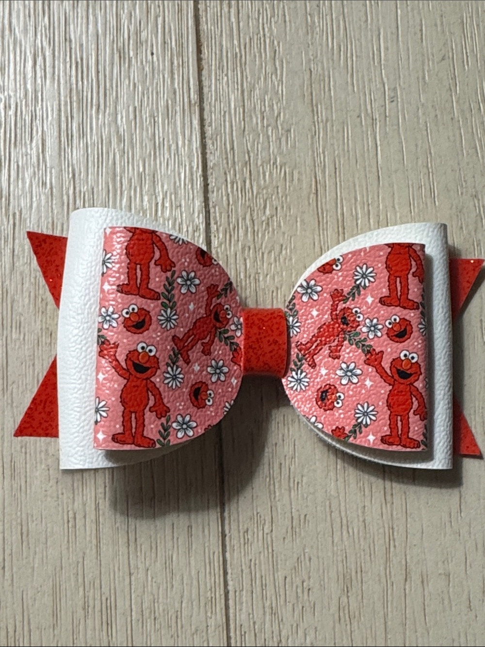 Red Elmo Pattern Hair Bow